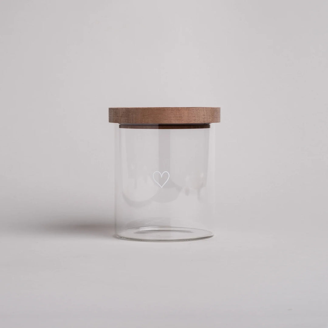 Tarro de cristal con forma de corazón