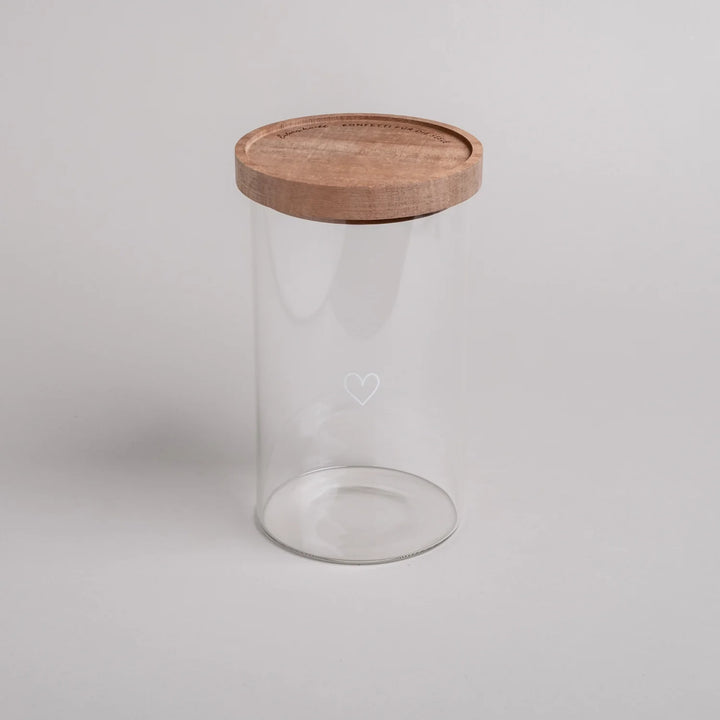 Tarro de cristal con forma de corazón